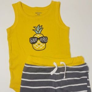 9M Pineapple Good Vibes Carters 2pc. Outfit Bundle